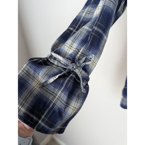 Belle by Kim Gravel Gold Stitch Plaid Tunic Top Small - Picture 4 of 8
